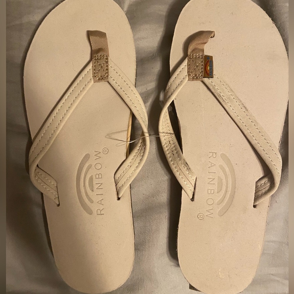 Rainbow flip flops